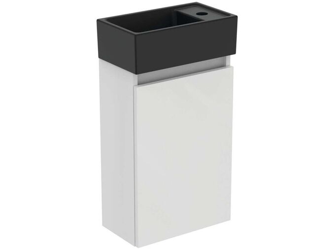 Ideal Standard Eurovit+ Skříňka s umývátkem, 55x35x20 cm, 1 dvířka, lesklá bílá/hedvábná černá