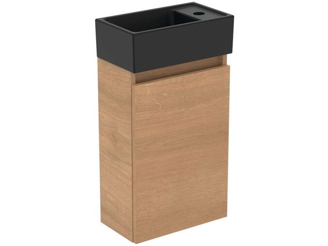 Ideal Standard Eurovit+ Skříňka s umývátkem, 55x35x20 cm, 1 dvířka, přírodní dub/hedvábná černá