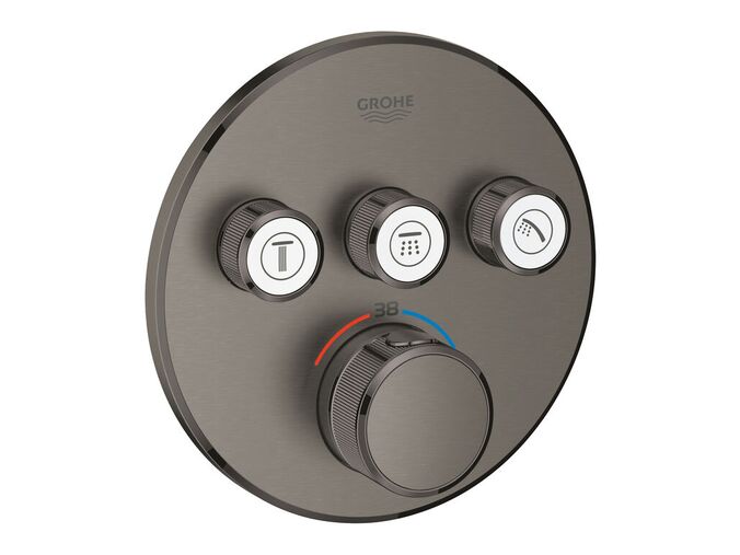 Grohe Grohtherm SmartControl Termostatická sprchová podomítková baterie, 3 ventily, kartáčovaný Hard Graphite