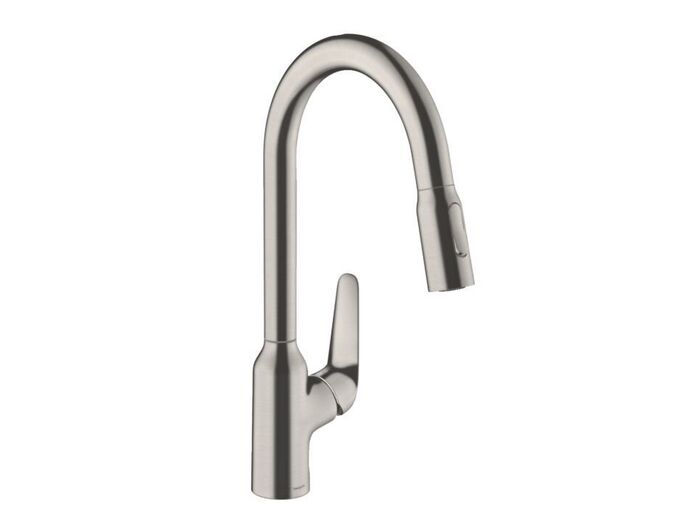 Hansgrohe Focus M42 Dřezová baterie M429-H220 s výsuvnou sprškou, vzhled nerezu