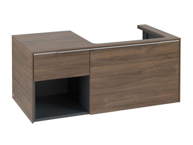 Villeroy & Boch Subway 3.0 Umyvadlová skříňka s LED osvětlením, 41x100x52 cm, 2 zásuvky, výřez vpravo, Arizona Oak