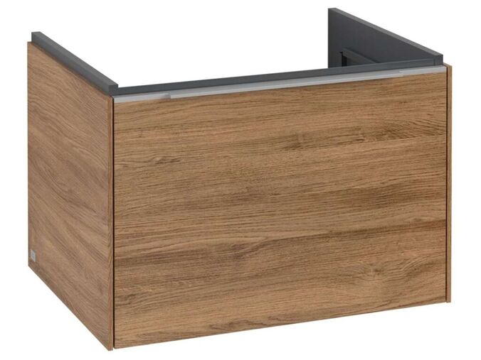 Villeroy & Boch Subway 3.0 Umyvadlová skříňka, 62x43x48 cm, 1 zásuvka, Oak Kansas/lesklý hliník