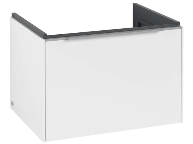 Villeroy & Boch Subway 3.0 Umyvadlová skříňka, 62x43x48 cm, 1 zásuvka, Pure White/lesklý hliník