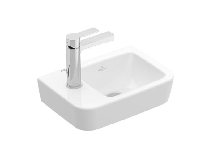 Villeroy & Boch O.novo Umývátko Compact 360x250 mm, bez přepadu, 1 otvor pro baterii vlevo, CeramicPlus, alpská bílá