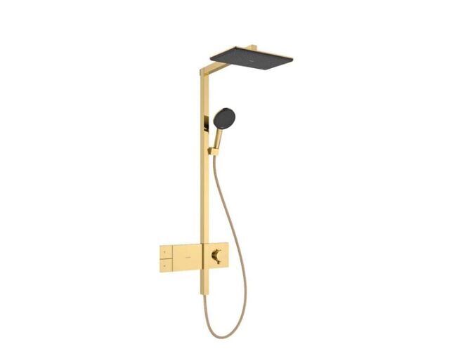 Hansgrohe Raindance Alive Q Sprchový set s termostatem, 21x34 cm, 3 proudy, leštěný vzhled zlata
