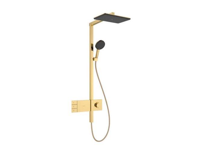 Hansgrohe Raindance Alive Q Sprchový set s termostatem, 21x34 cm, 3 proudy, EcoSmart, leštěný vzhled zlata