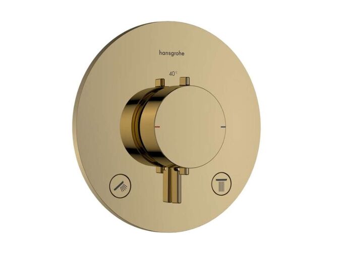 Hansgrohe Ecostat Comfort S Termostatická baterie pod omítku, pro 2 spotřebiče, leštěný vzhled zlata