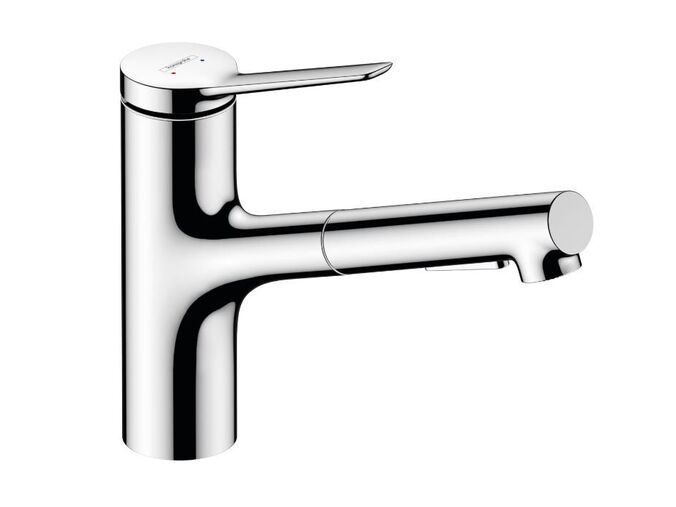 Hansgrohe Zesis M33 Dřezová baterie 150, s výsuvnou sprškou, sBox lite, chrom