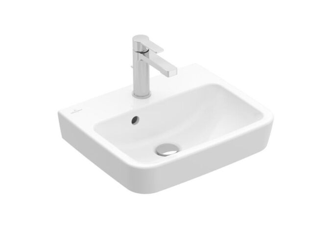 Villeroy & Boch O.novo Umývátko 500x370 mm, s přepadem, otvor pro baterii, AntiBac, CeramicPlus, alpská bílá