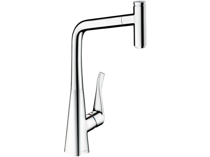 Hansgrohe Metris Select M71 Dřezová baterie s výsuvnou koncovkou, chrom
