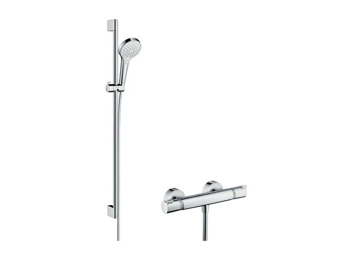 Hansgrohe Croma S Sprchový set Vario s termostatem, 3 proudy, sprchová tyč 900 mm, bílá/chrom