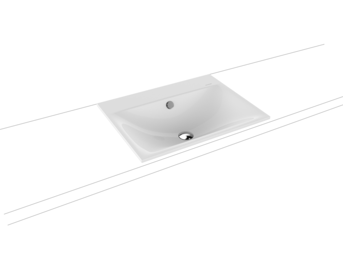 Kaldewei SILENIO 3037, umyvadlo zápustné, 600x460mm, s přepadem, 1x3 otvor, bílá, Perl-Effekt