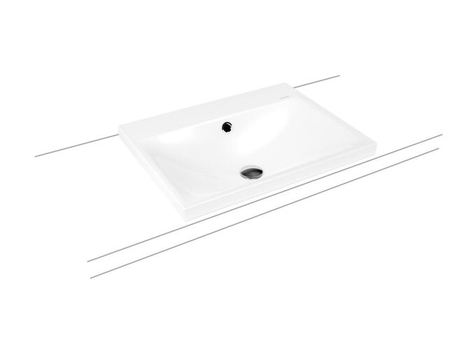 Kaldewei Silenio 3040 umyvadlo na desku, bez přepadu, 60x46x4 cm, 1 otvor pro baterii, Perl-Effekt, bílá