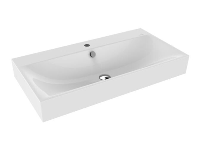 Kaldewei Silenio 3045 umyvadlo na stěnu, s přepadem, 90x46x12 cm, 1 otvor pro baterii, Perl-Effekt, bílá