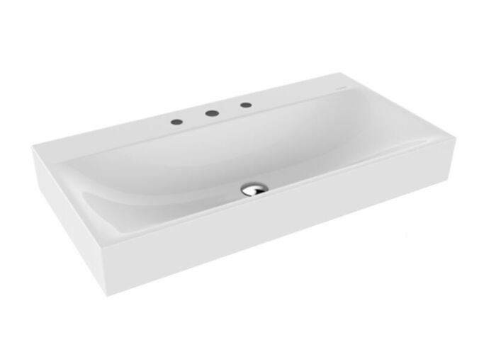 Kaldewei Silenio 3045 umyvadlo na stěnu, bez přepadu, 90x46x12 cm, 3 otvory pro baterii, Perl-Effekt, bílá