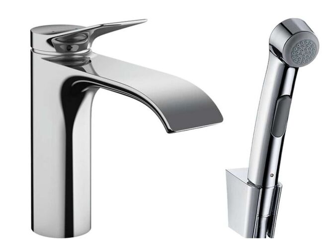 Hansgrohe Vivenis Umyvadlová baterie s výpustí Push-Open a bidetovou sprškou, EcoSmart, chrom