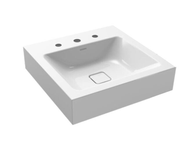 Kaldewei Cono 3079 umyvadlo na stěnu, 50x50 cm, bez přepadu, 1x3 otvor, Perl-Effekt, bílá