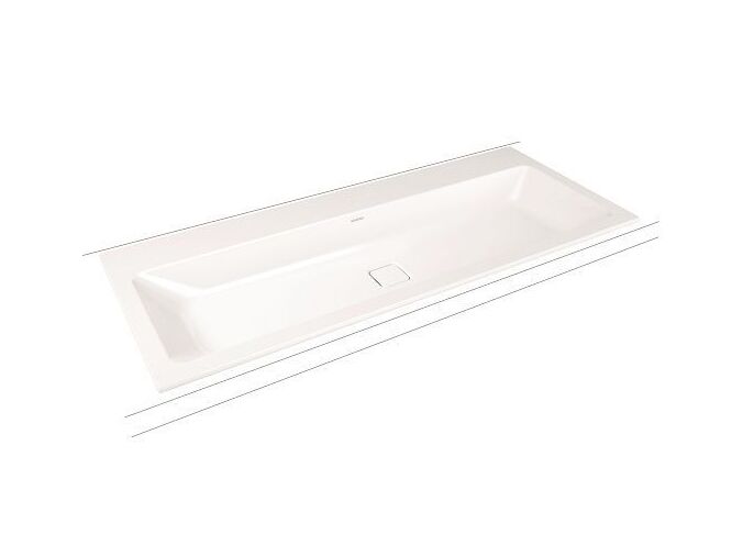 Kaldewei Cono 3082 umyvadlo zápustné, 120x50x1,4 cm, Perl-Effekt, bílá, 2x1 otvor pro baterii