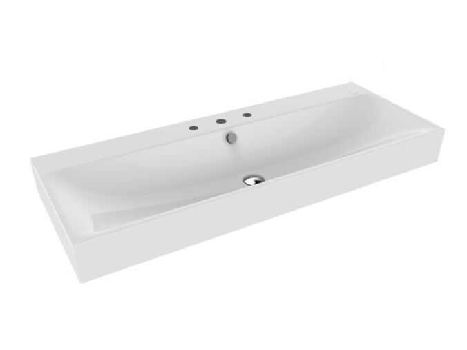 Kaldewei Silenio 3046 umyvadlo na stěnu, s přepadem, 120x46x12 cm, 3 otvory pro baterii, Perl-Effekt, bílá