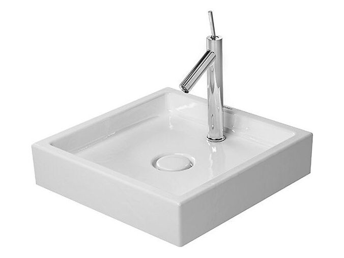 Duravit Starck1 umyvadlová mísa 47x47 cm, bez přepadu, bez otvoru pro baterii, WonderGliss, bílá