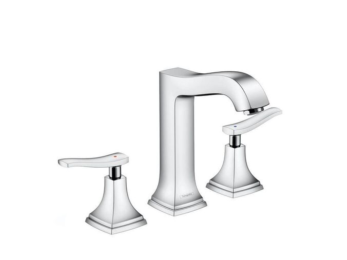 Hansgrohe Metropol Classic Tříotvorová umyvadlová baterie 160 s páčkovou rukojetí, s odtokovou soupravou s táhlem, chrom