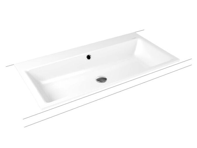 Kaldewei Puro 3151 umyvadlo zápustné, s přepadem, 60x46x1,4 cm, Perl-Effekt, 1 otvor pro baterii, bílá