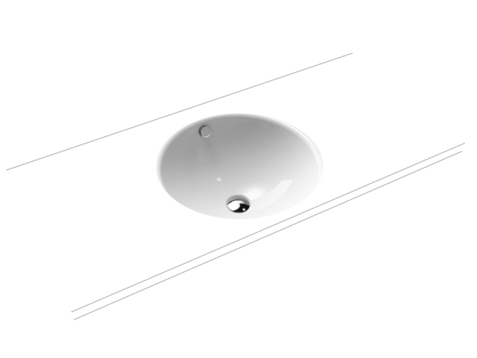 Kaldewei CLASSIC 3183, umyvadlo vestavné, průměr 360mm, s přepadem, bez otvoru, bílá, Perl-Effekt