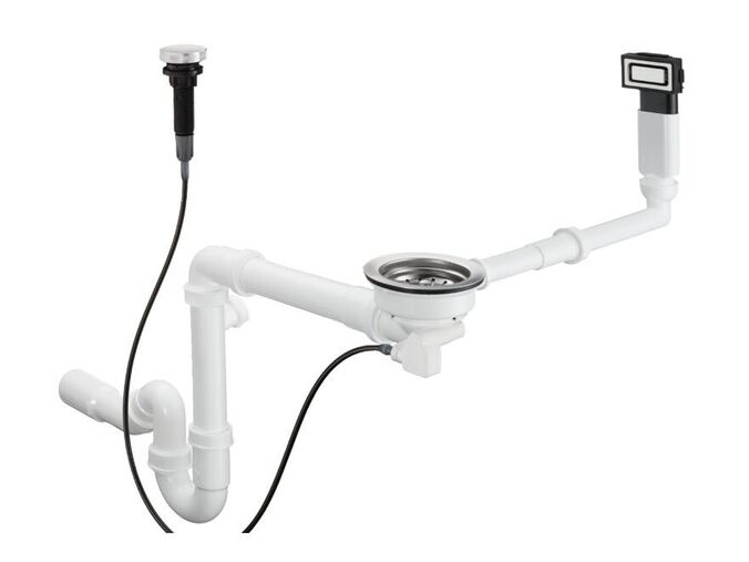 Hansgrohe Odtokové soupravy Automatická odtoková a přepadová souprava pro jednodřez, nerezová ocel