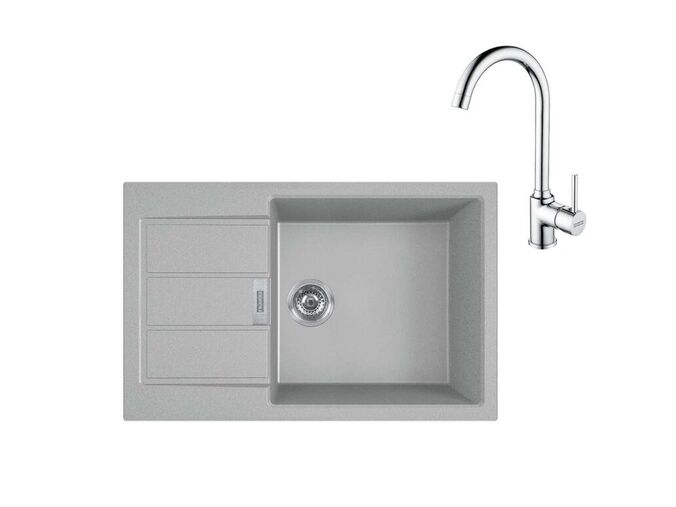 Franke Sety Kuchyňský set T106, tectonitový dřez S2D 611-78 XL a baterie FP 9000.031, šedá/chrom