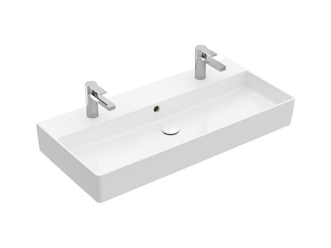 Villeroy & Boch Memento 2.0 Dvojumyvadlo nábytkové 1000x470 mm, s přepadem, 2 otvory pro baterii, alpská bílá