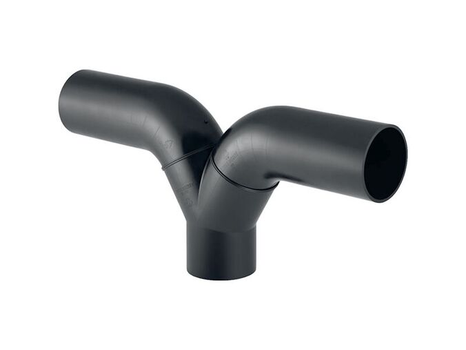 Geberit PE odbočka kalhotová 2 x 90° s dlouhým ramenem, d=56mm, d1=50mm