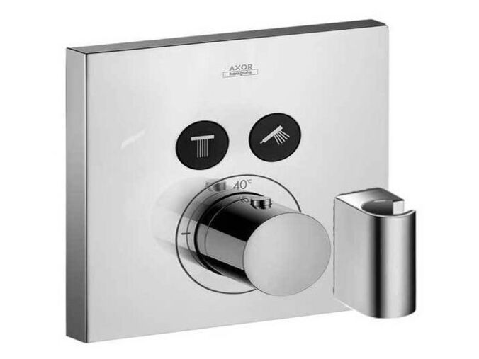 Axor ShowerSelect Termostat pod omítku Square pro 2 spotřebiče s jednotkou FixFit a držákem, chrom