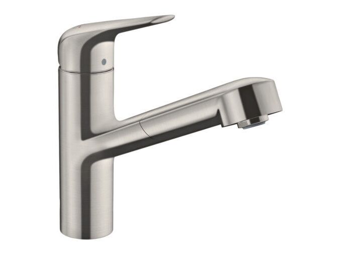 Hansgrohe Focus M42 Dřezová baterie M4214-H150 s výsuvnou sprškou, sBOX, vzhled nerezu