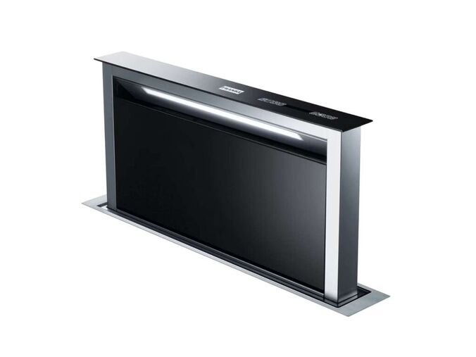 Franke Mythos Vestavný odsavač par do pracovní desky FDW 908 IB XS, výsuvný, šířka 88 cm, černé sklo/nerez
