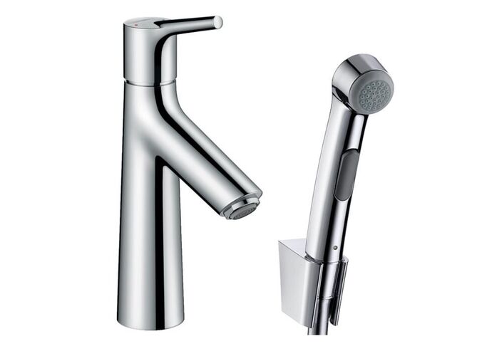 Hansgrohe Talis S Umyvadlová baterie s výpustí Push-Open a ruční sprchou Bidette, chrom