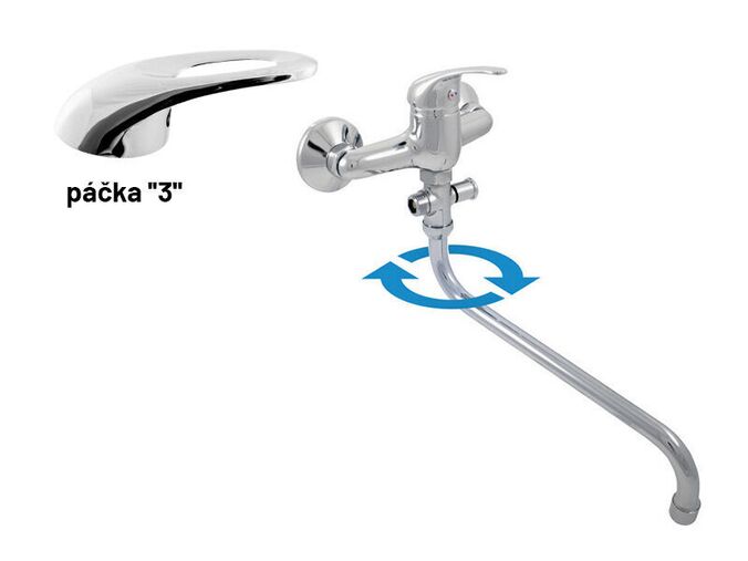 Slezák-RAV CZ Sázava baterie vanová/umyvadlová s kulatým ramínkem, rozteč 150 mm, chrom