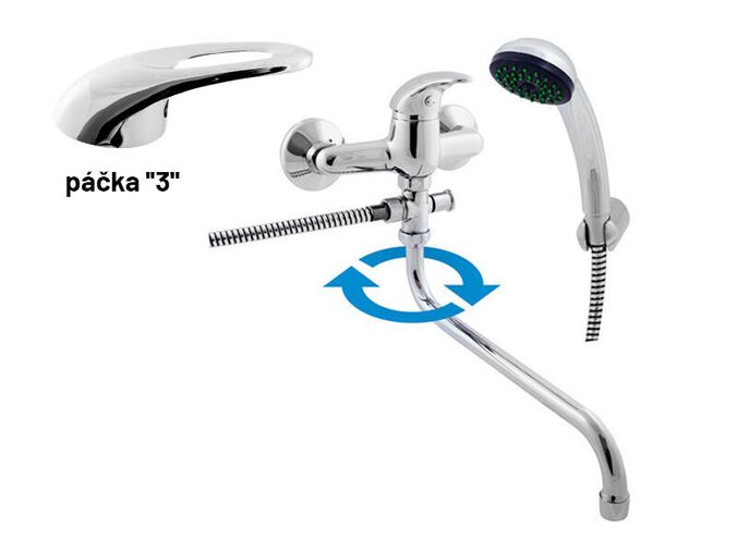Slezák-RAV CZ Sázava baterie vanová/umyvadlová s kulatým ramínkem, se setem, rozteč 100 mm, chrom
