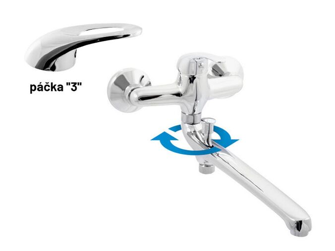 RAV Slezák Sázava baterie vanová/umyvadlová s plochým ramínkem, rozteč 150 mm, chrom