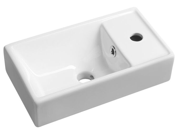 Sapho MINOS keramické umývátko 40x22cm, baterie vpravo, bílá