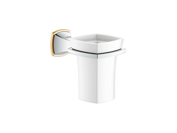 Grohe Grandera Keramická sklenička s držákem, chrom/zlato