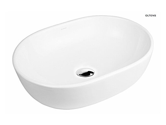 Oltens Hamnes umyvadlo 47,5x34 cm na desku, oválné, s povrchovou úpravou SmartClean, bílá