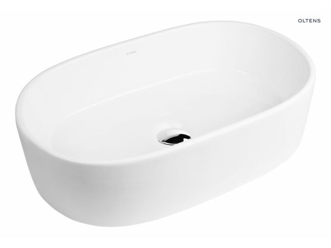 Oltens Lom umyvadlo 55 x 34 cm na desku, oválné, s povrchovou úpravou SmartClean, bílá