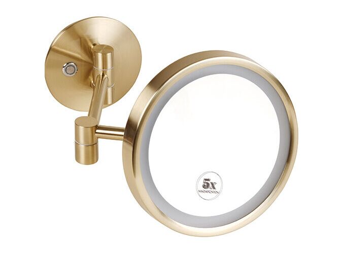 Bemeta Kosmetická zrcátka Kosmetické zrcátko, ø 200 mm, s LED osvětlením, mat, zlatá light