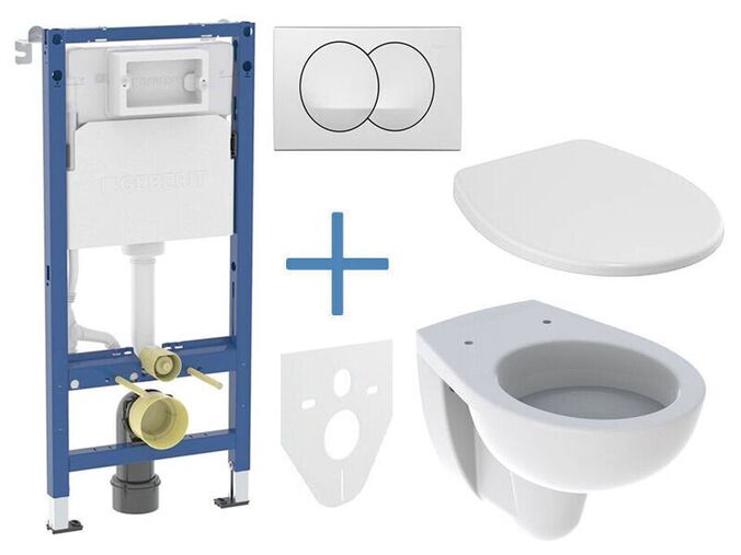 Geberit + Kolo Set předstěnové instalace Duofix Delta + klozet a sedátko se SoftClose Kolo Rekord + tlačítko Delta Zero, bílá