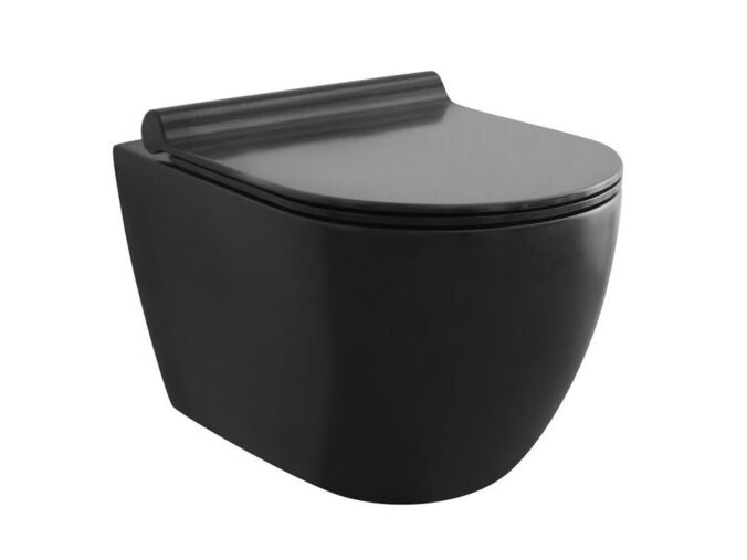 Kielle Gaia Závěsné WC se sedátkem SoftClose, Rimless, matná černá