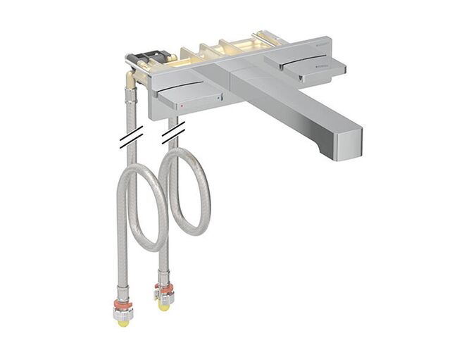 Geberit ONE směšovací umyvadlová baterie, 22 cm, hranatý design, 2x páka, pro funkční box pod omítku, chrom lesk