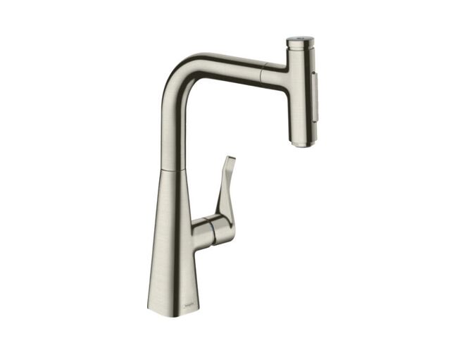 Hansgrohe Metris M71 Dřezová baterie Metris Select s výsuvnou sprškou, vzhled nerezu