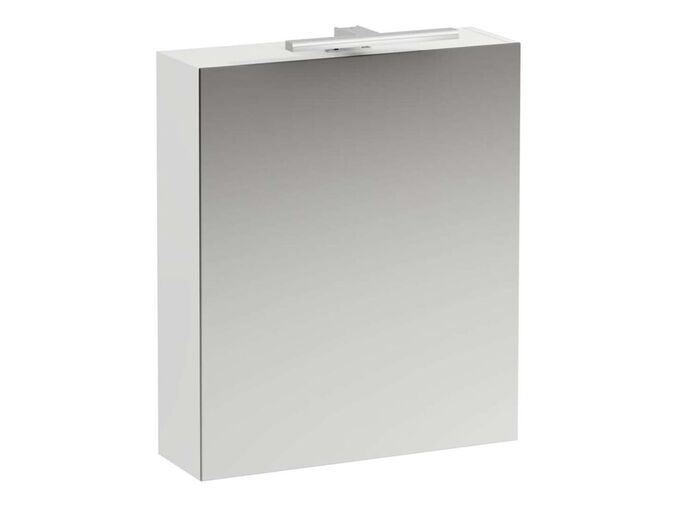 Laufen Base Zrcadlová skříňka s LED osvětlením, 70x60x19 cm, 1 dvířka, panty vlevo, matná bílá