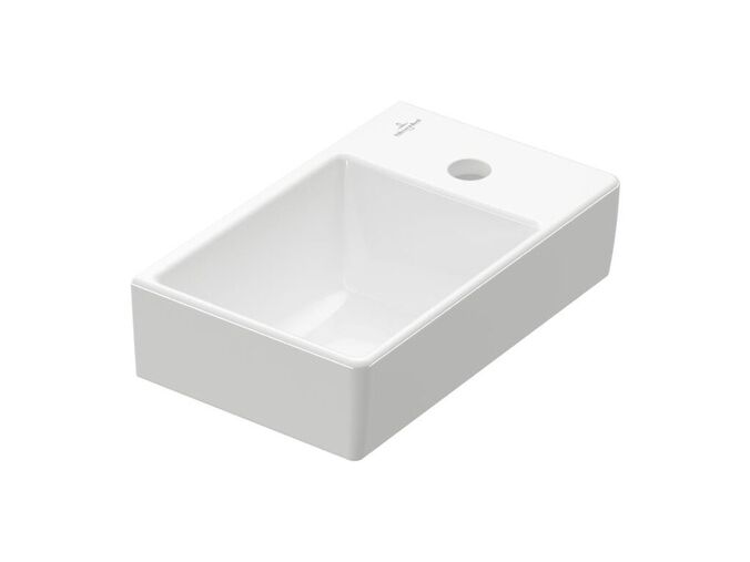 Villeroy & Boch Avento Umývátko 360x220 mm, bez přepadu, otvor pro baterii vpravo, CeramicPlus, Stone White