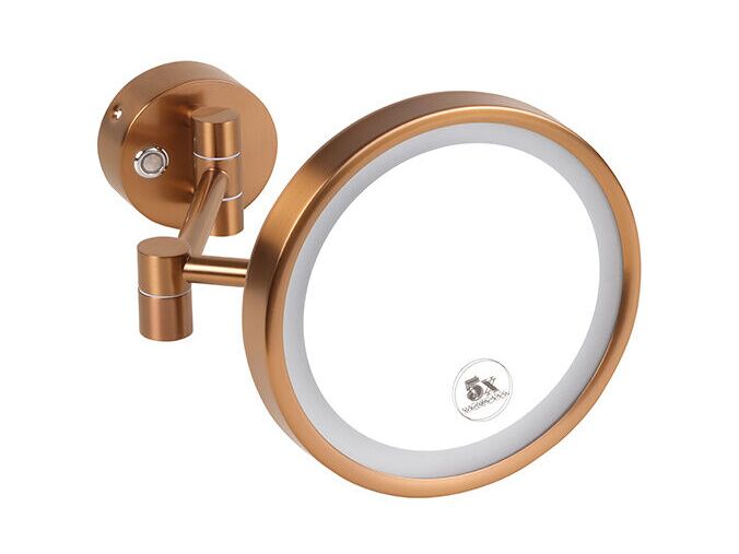 Bemeta Kosmetická zrcátka Kosmetické zrcátko, ø 200 mm, s LED osvětlením, mat, měděná zlatá